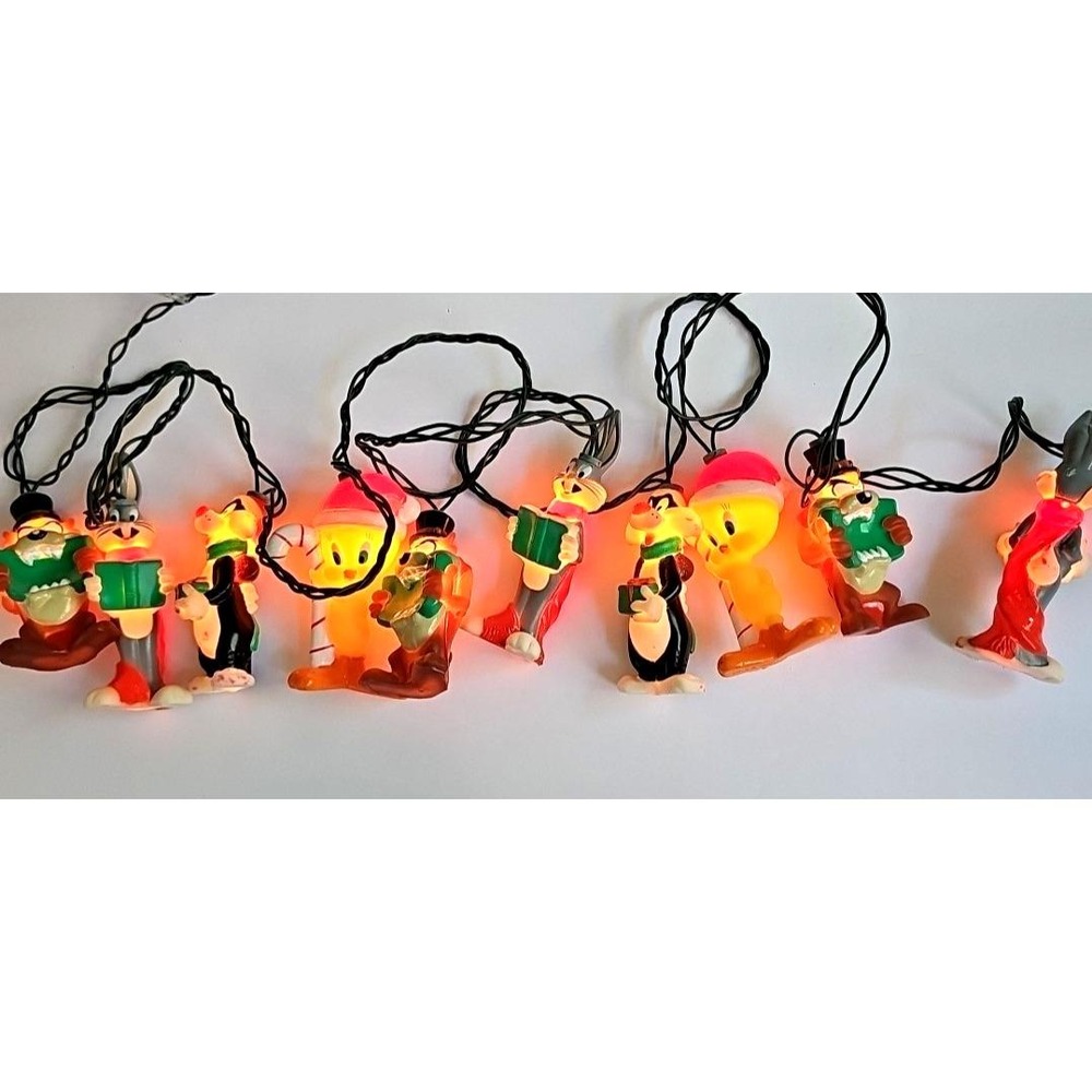1997 Warner Bros Looney Tunes Christmas String Lights Bugs Tweety Taz Vintage